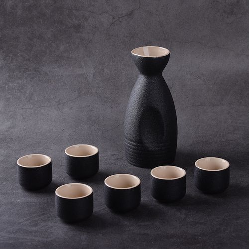 跨境热卖日式和风酒具套装 仿古白酒酒器陶瓷黄酒黑粗陶 清酒具